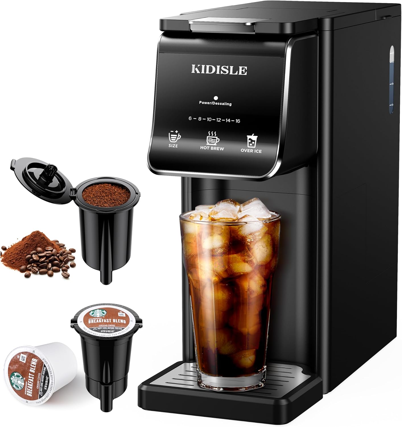 Hot & Iced Single Serve Coffee Maker for K Cup & Grounds