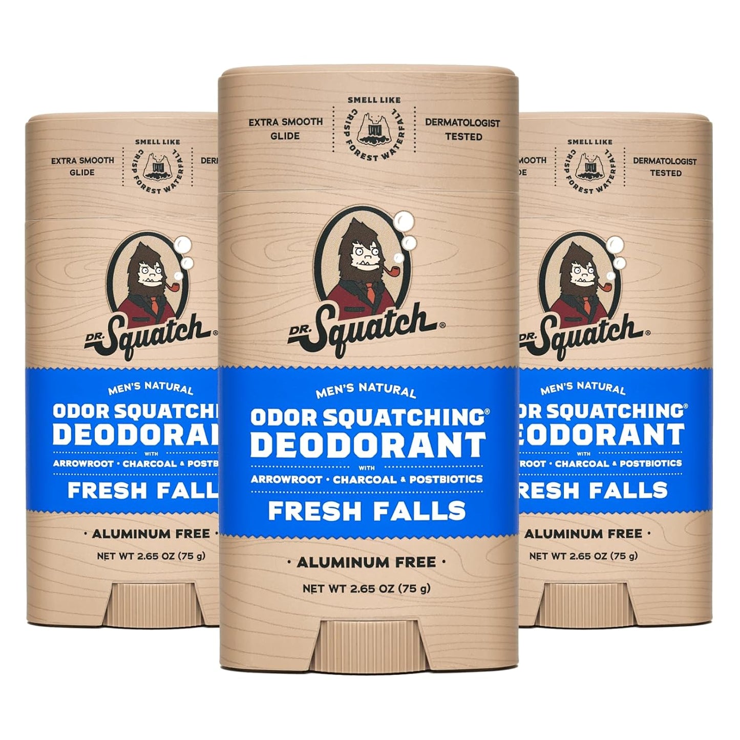 Dr. Squatch Natural Deodorant for Men - Fresh Falls 3-Pack