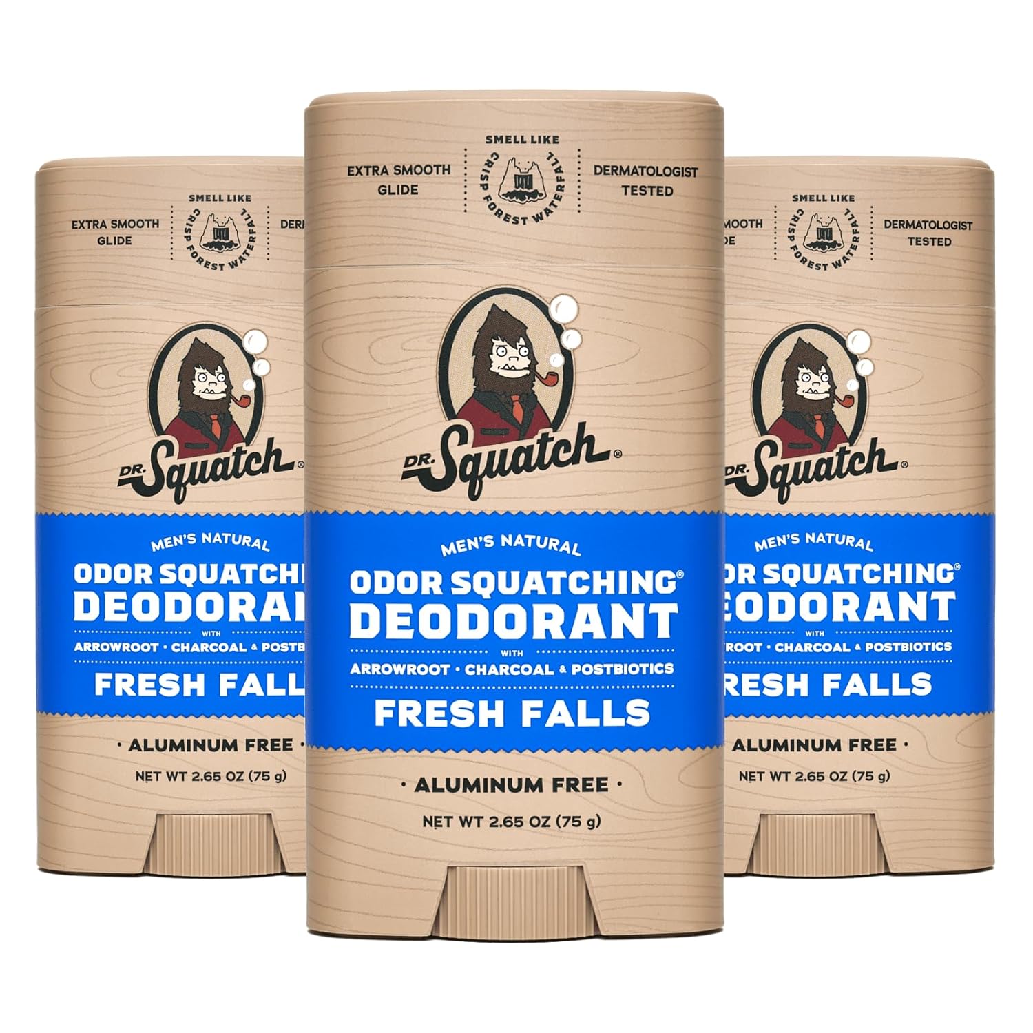 Dr. Squatch Natural Deodorant for Men - Fresh Falls 3-Pack