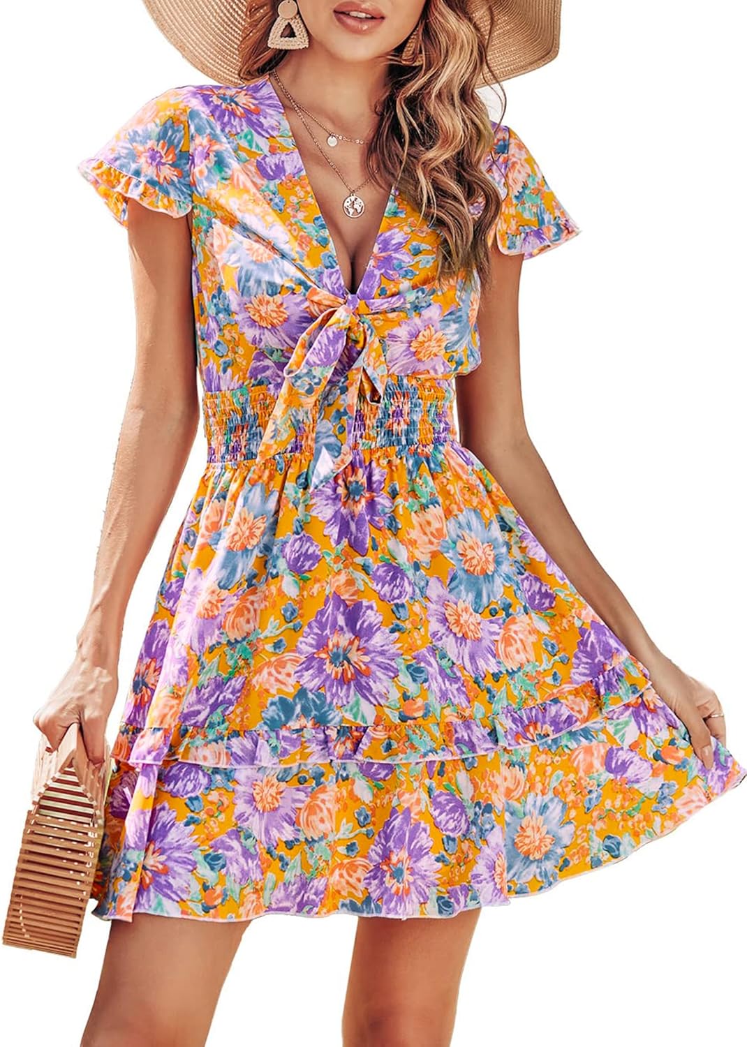 PRETTYGARDEN Women Summer Mini Short Dress for Beach Vacation