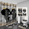 4PCS Black King Queen Shower Curtain Set - Inspirational Bathroom