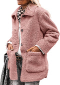 Women's Winter Faux Fur Coat with Lapel and Pockets - Cozy Sherpa