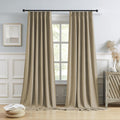 DUALIFE Taupe Blackout Pinch Pleated Curtains 102 in - Full Light