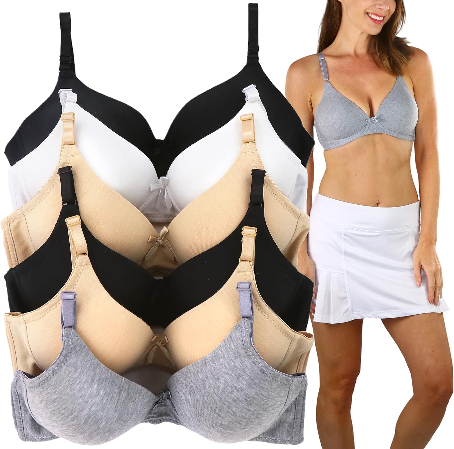 Supportive Bras Pack of 6 for Comfort and Style in Various Sizes
