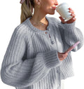Wyeysyt Womens Cardigan Sweater Button Down - Soft Chunky Knit Jewelry
