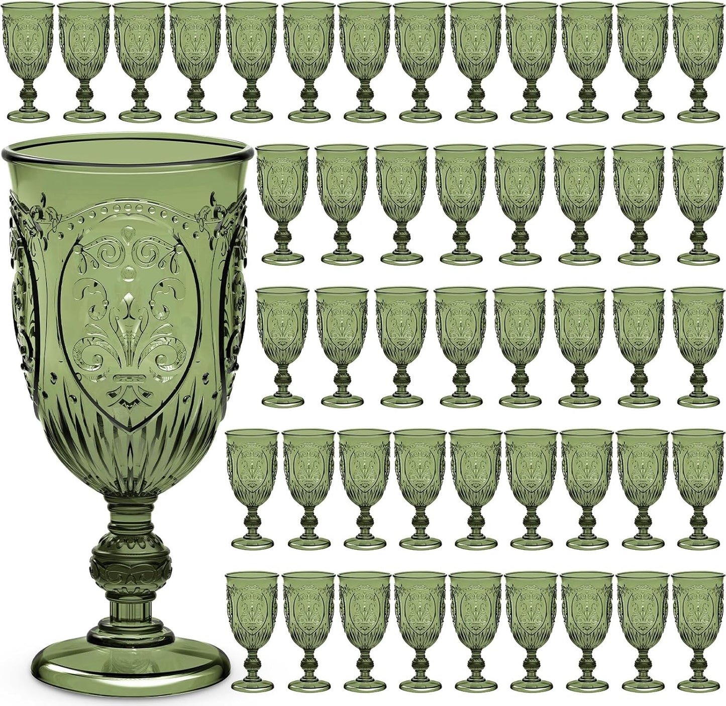 48 Pcs Vintage Plastic Goblets for Elegant Events and Parties