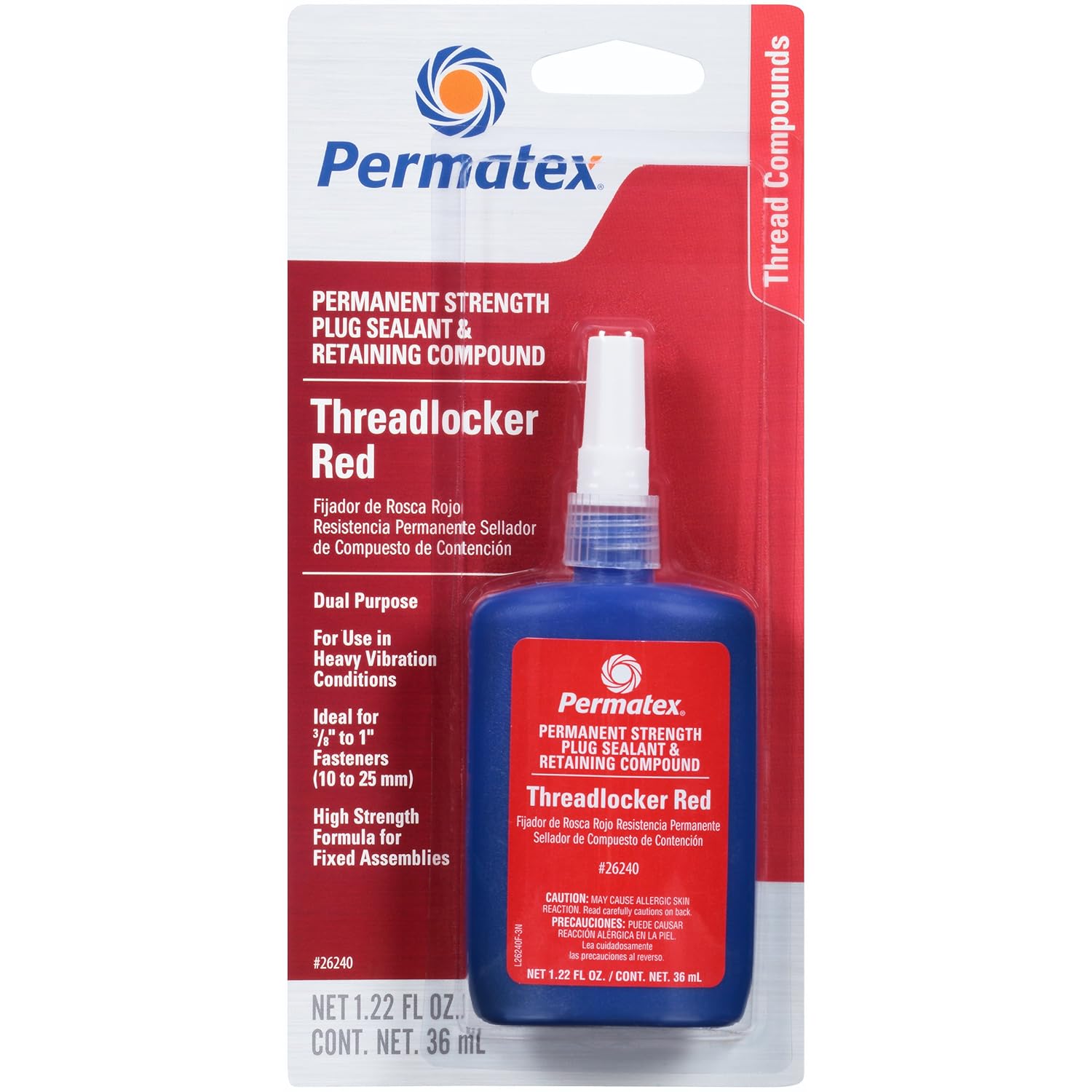 Permatex 26240 Permanent Strength Threadlocker Red for Fasteners