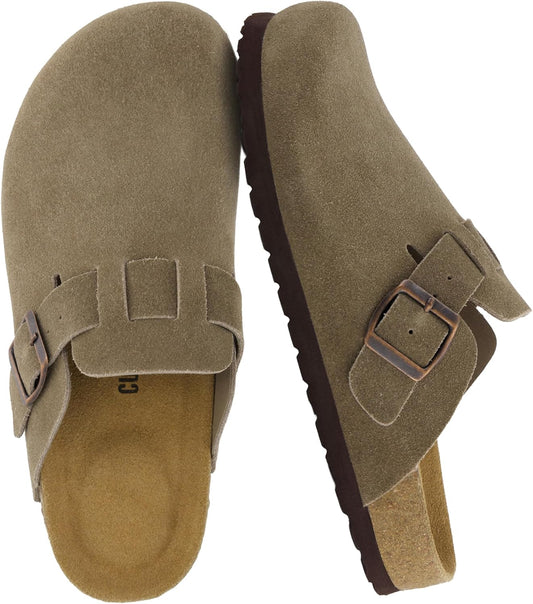 CUSHIONAIRE Hana Genuine Leather Suede Classic Clog Shoes