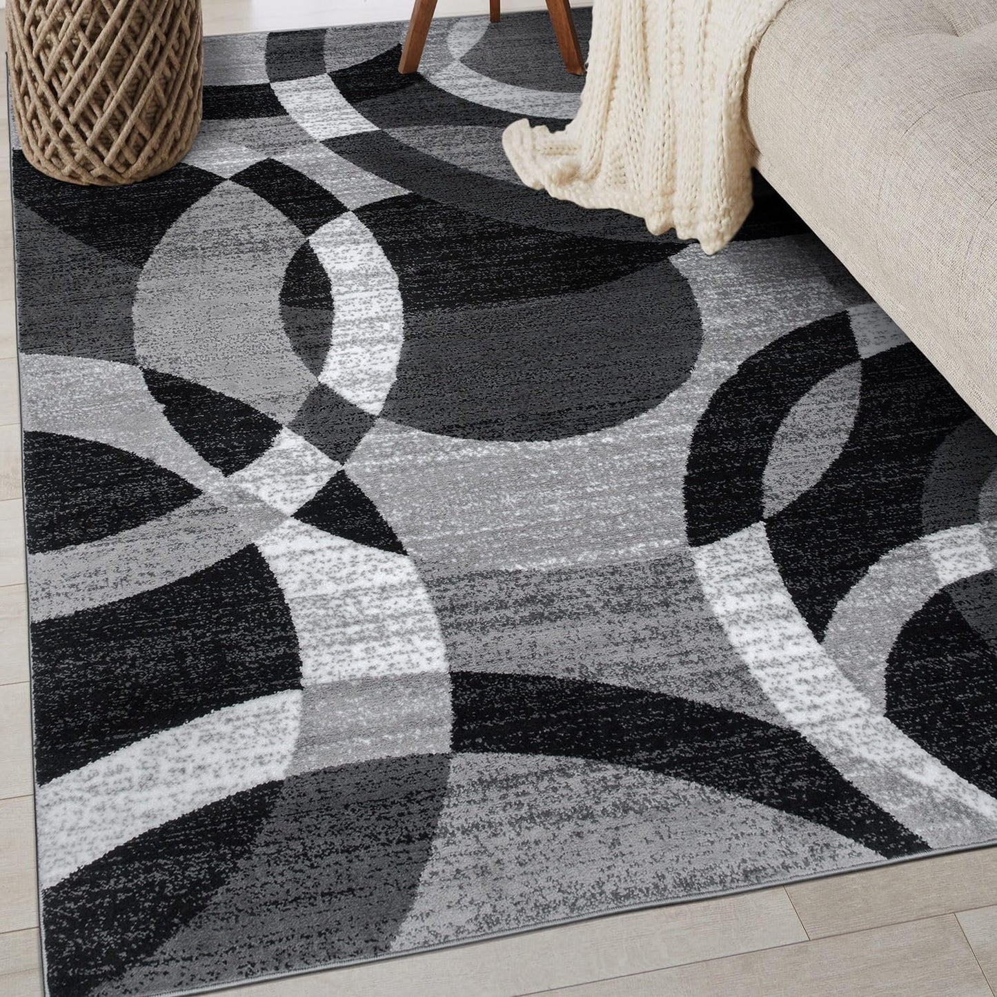 Rugshop Gray Modern Geometric Area Rug for High-Traffic Spaces
