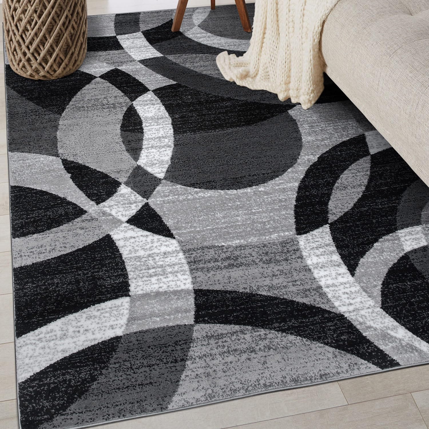 Rugshop Gray Modern Geometric Area Rug for High-Traffic Spaces