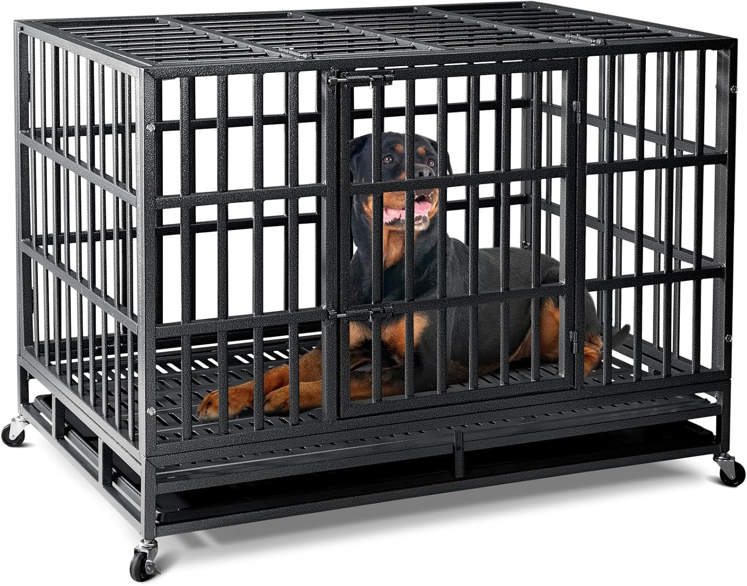 Indestructible 48 inch Heavy Duty Dog Crate for Large Dogs