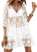 Eomenie Women's Contrast Lace Bathing Suit Cover Up for Summer