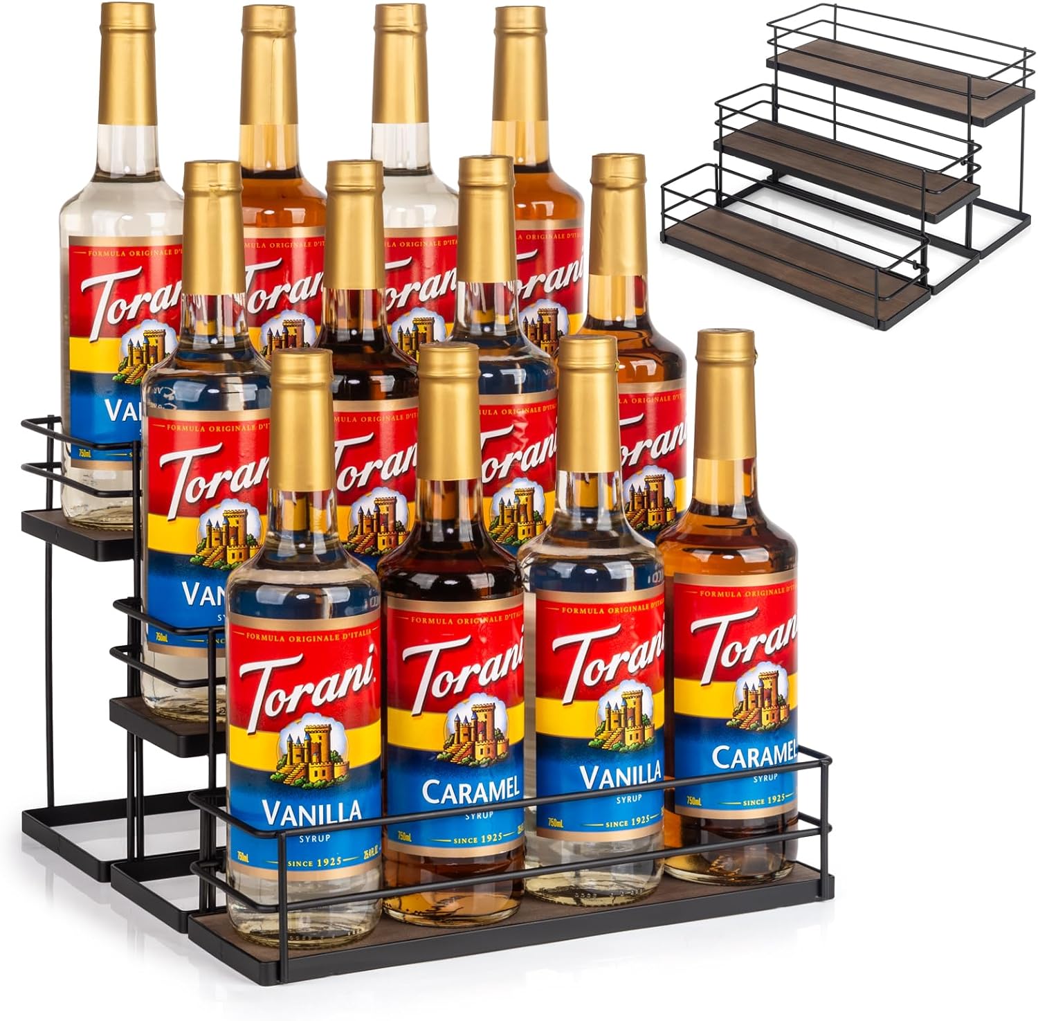 12 Bottle Capacity Coffee Syrup Organizer for Kitchen Bar