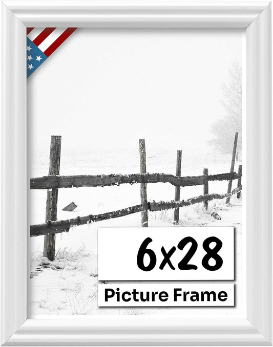 White 6x28 Picture Frame - Handmade Solid Wood Wall Decor