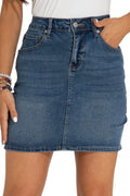 Womens Mini Denim Skirt - Casual Stretch Slim High Waisted