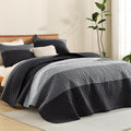 Litanika Quilt Queen Size Gray Stripe Patchwork - Lightweight Comfort