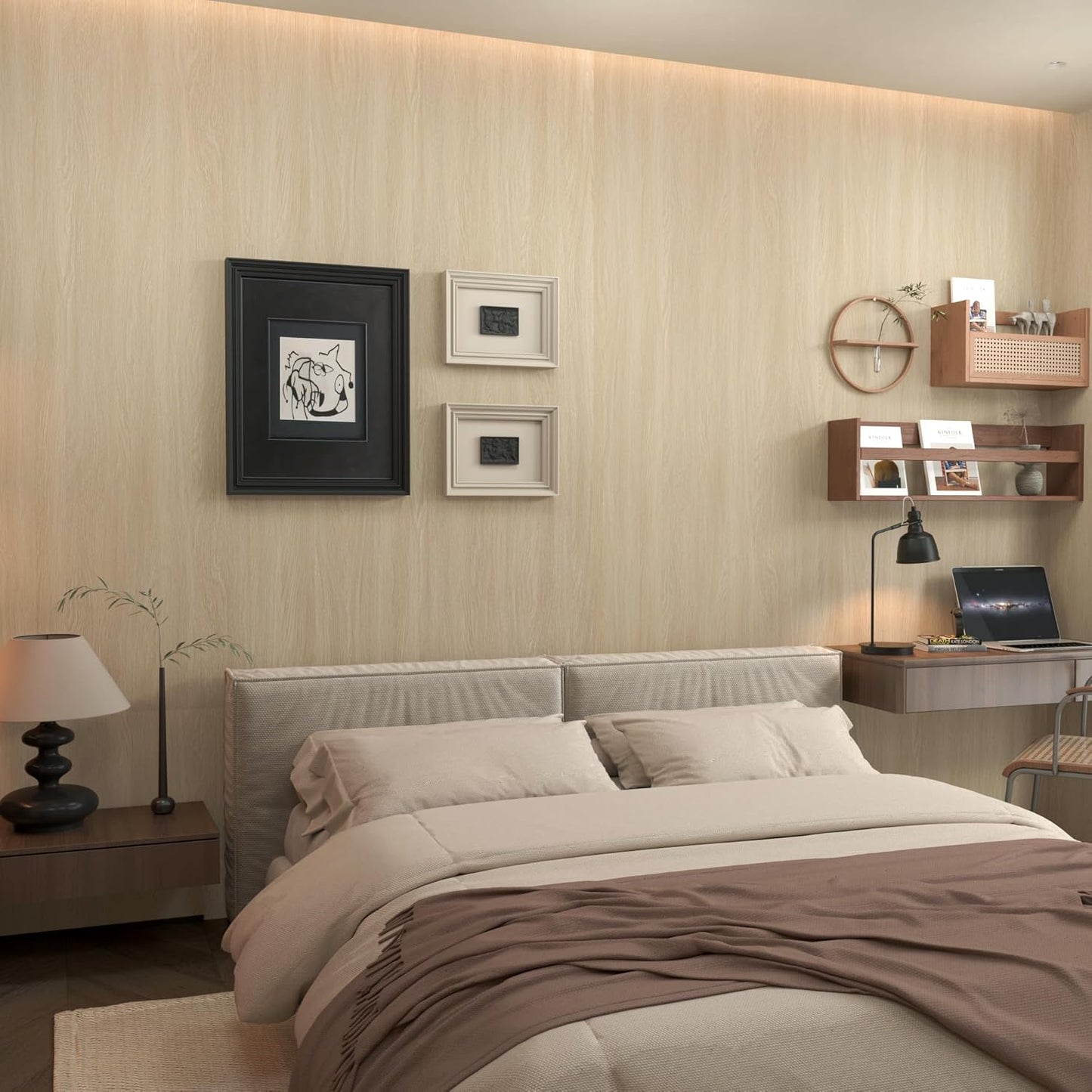 32x157in Light Brown Wood Peel and Stick Wallpaper for Easy Upgrades