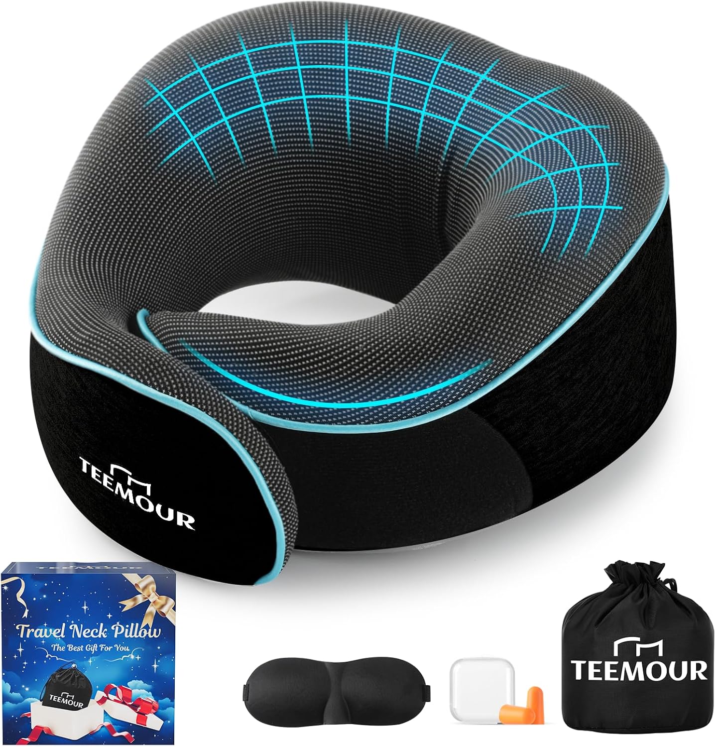 Upgraded Neck Pillow for Airplane Travel - 360 Support Comfort