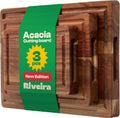Acacia Wood Cutting Board Set of 3 - Versatile Kitchen Chopping Boards