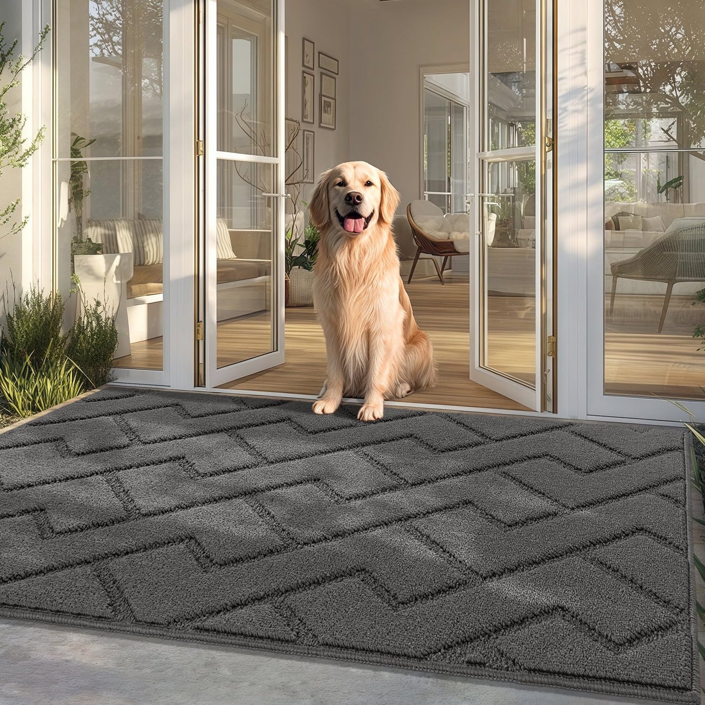 Absorbent Muddy Dirt Resist Welcome Door Mat for Entryway