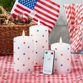 TruGlow Patriotic Red White & Blue Star Wax Flameless Pillars - Safe