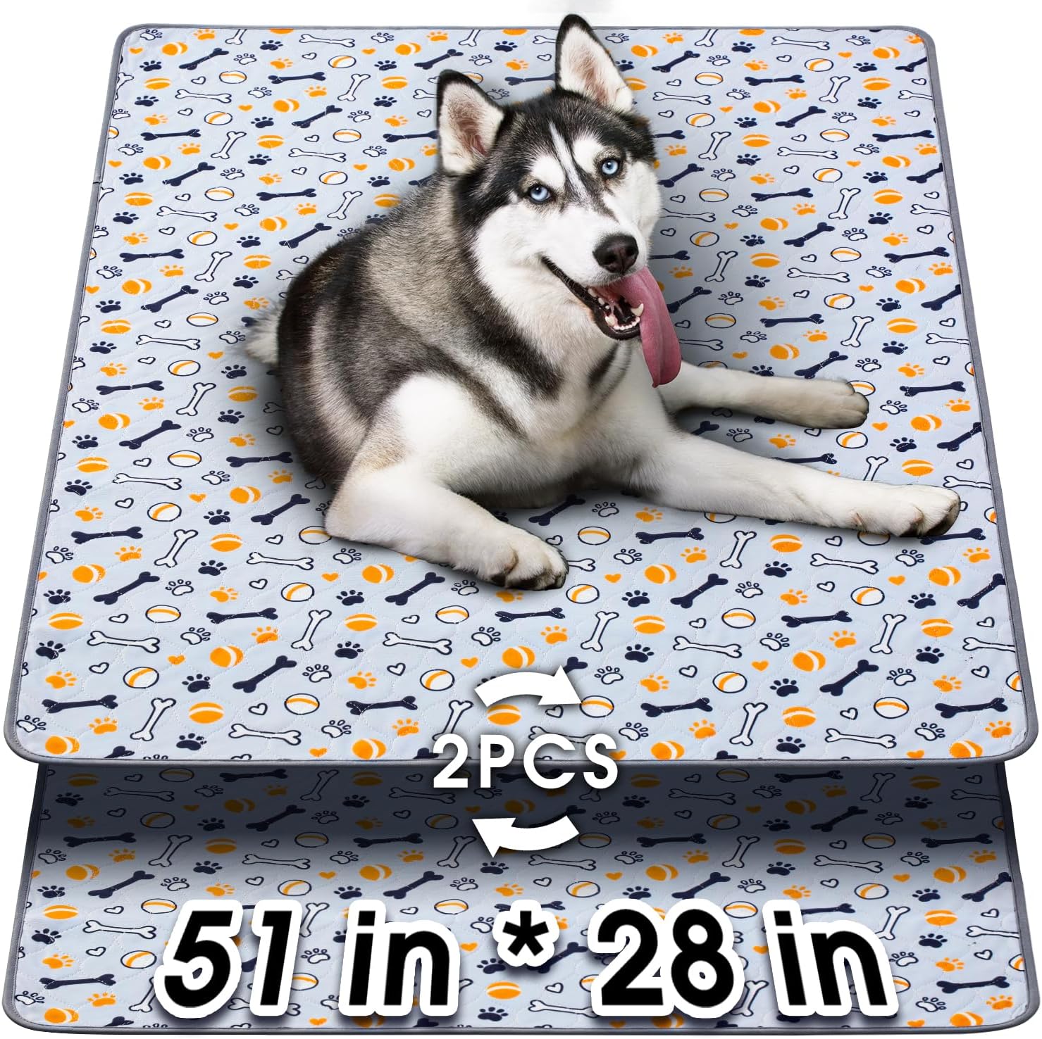 Hompet Washable Pee Pads for Dogs, 51in x 28in, 2-Pack