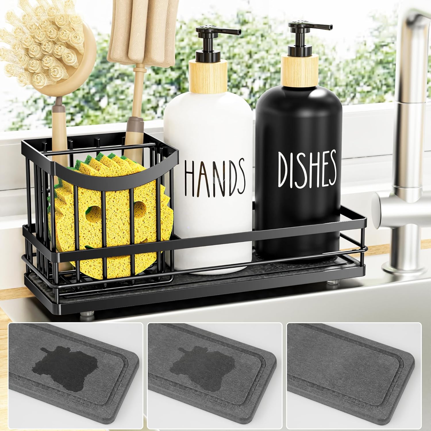 Moforoco Kitchen Dish Soap Dispenser Set for Stylish Sinks