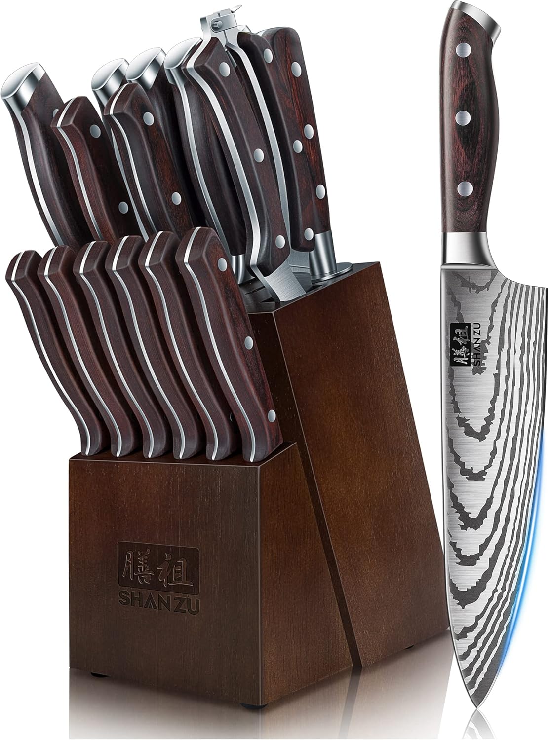 SHAN ZU Knife Set 16 pcs - Ultra Sharp Japanese Kitchen Knives