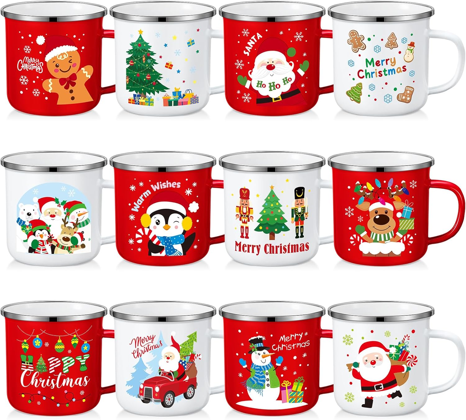 12 Pcs Christmas Coffee Mugs for Holiday Cheer and Gifting