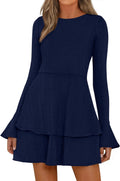 Women's Bell Sleeve Mini Dress for Stylish Fall Looks by PRETTYGARDEN