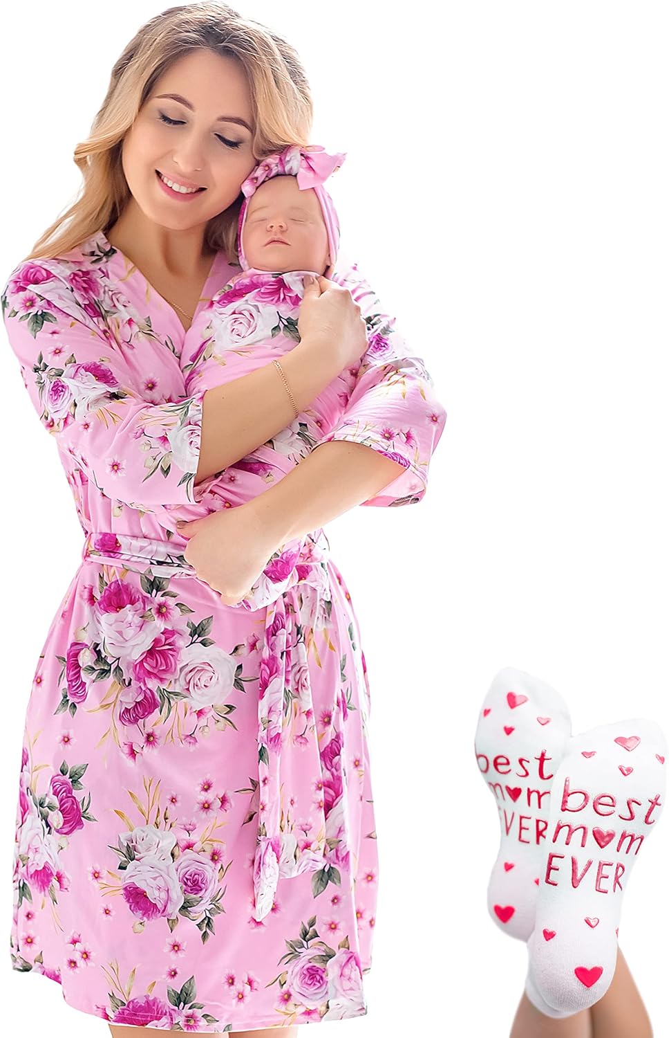 ECO BABY Mommy and Me Robe and Swaddle Set for New Moms