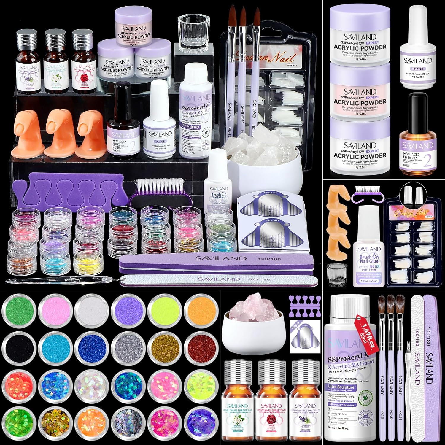 SAVILAND Acrylic Nail Kit for Beginners with Essential Tools