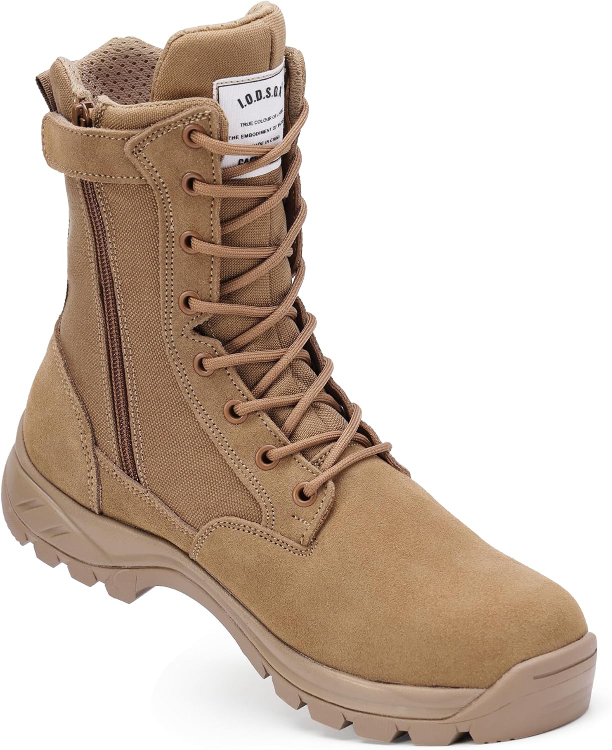 Men's Military Tactical Work Boots with Side Zipper for Comfort
