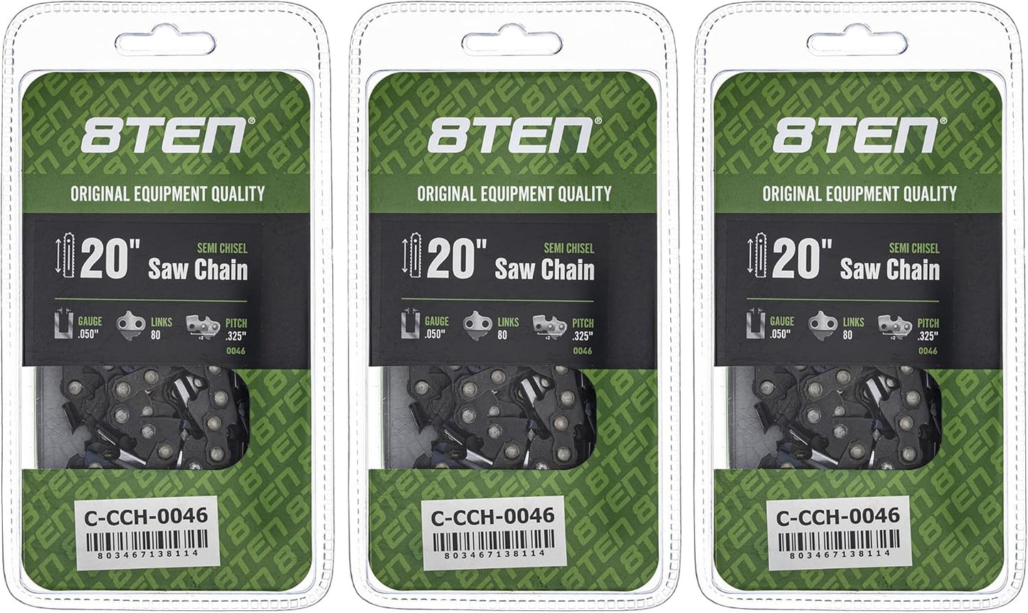 8TEN Semi Chisel Chainsaw Chain 20 Inch for Husqvarna and More