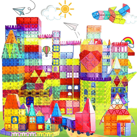 Magnetic Tiles 130PCS Set for Kids - STEM Building Fun