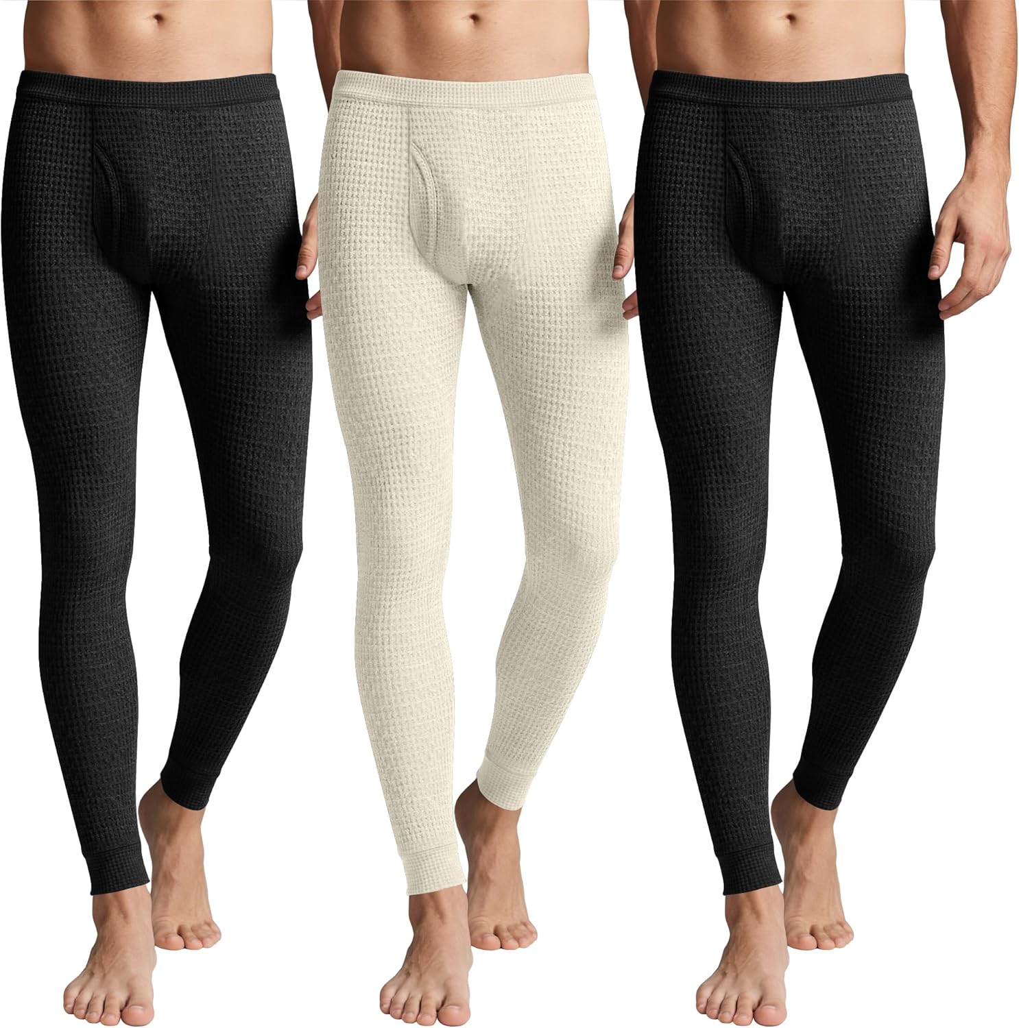 Men's Waffle Thermal Bottoms 3 Pack for Ultimate Comfort