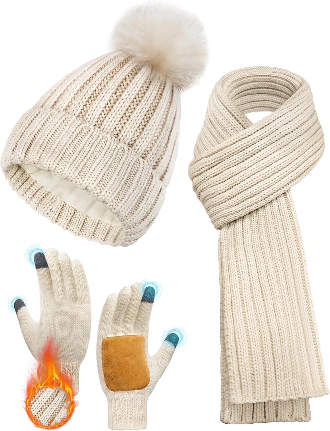 Warm Winter Hat Scarf Gloves Set - SORANGEUN