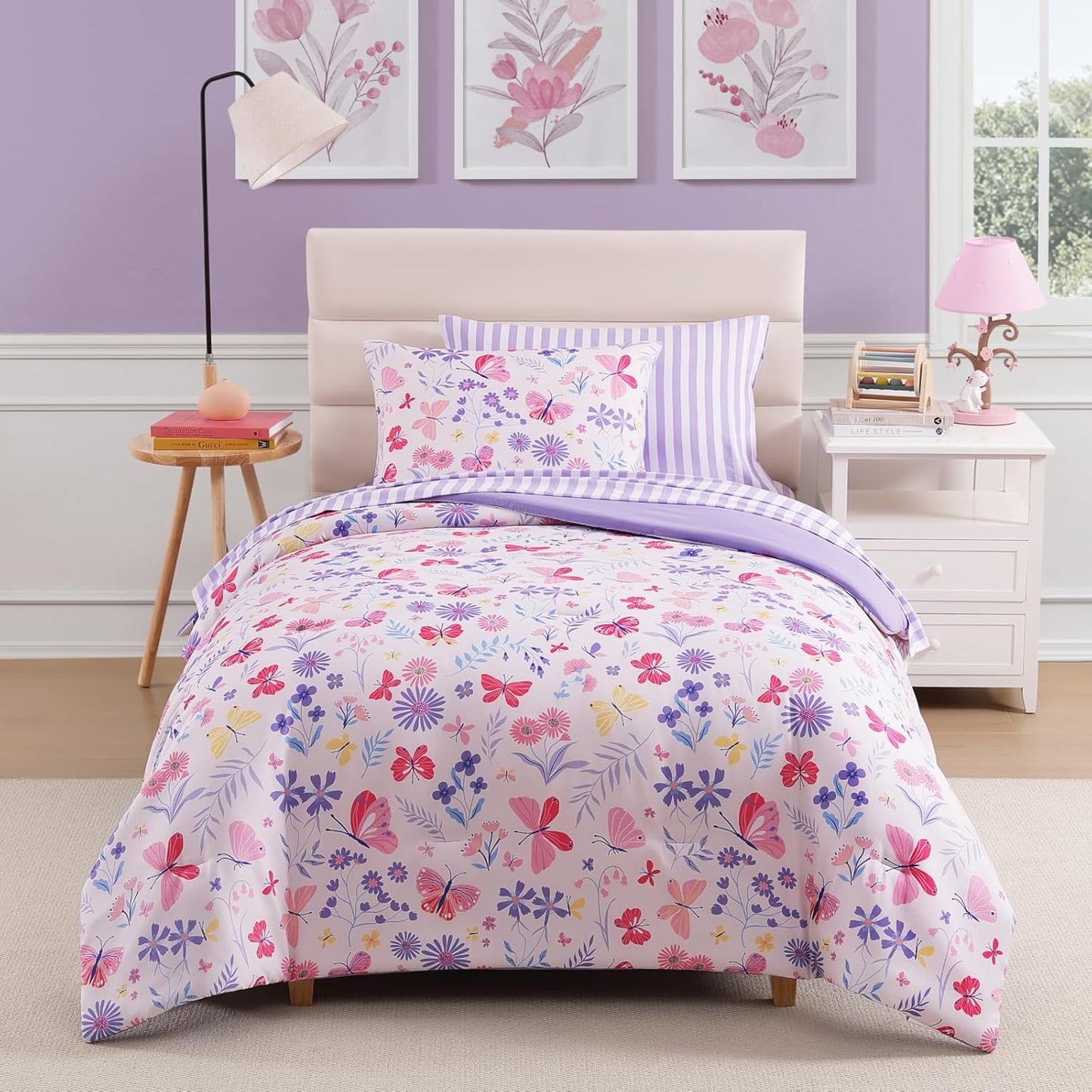 Twin Comforter Set with Sheets for Girls - Charming Floral Design