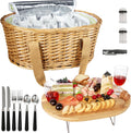 Hap Tim Wicker Picnic Basket Set for 2 with Foldable Wine Table