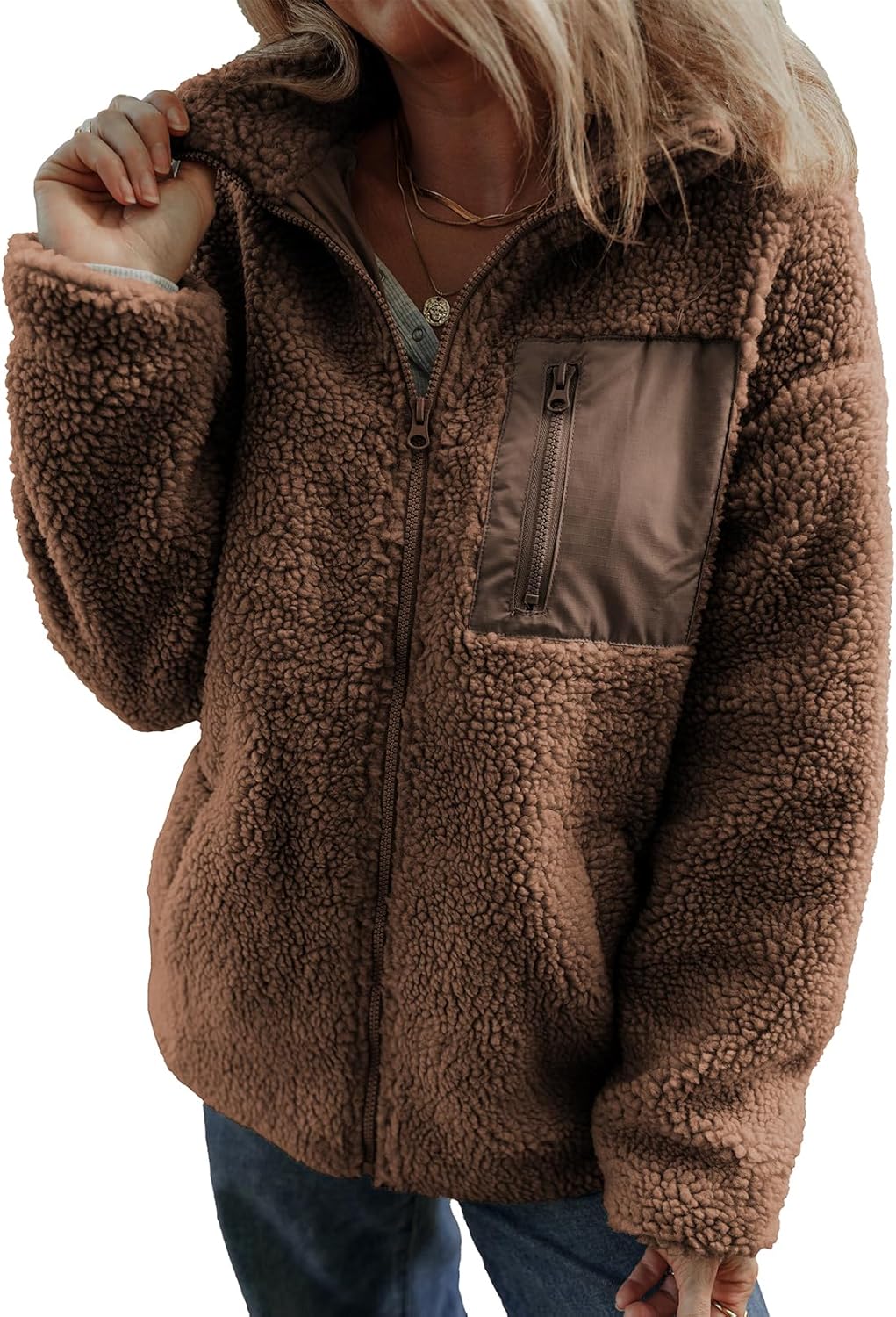 Trendy Womens Winter Full Zipper Fleece Jackets with Pockets