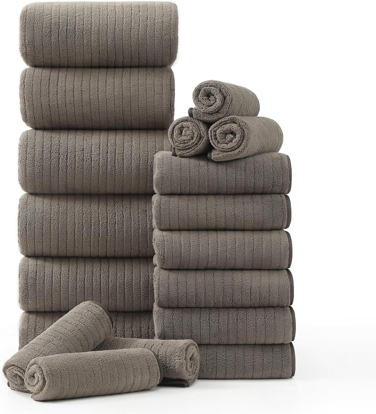 18 Piece Family Bath Towel Set for Luxurious Comfort and Absorbency