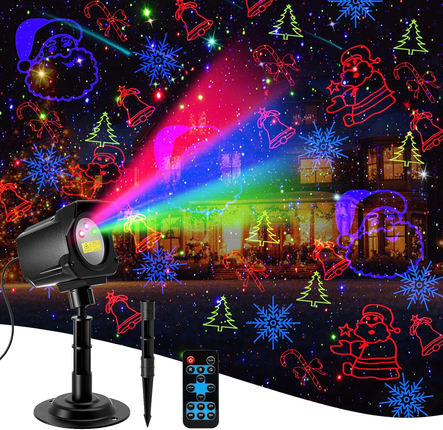 Yivsen 3-Color Laser Christmas Projector: Waterproof Holiday Magic