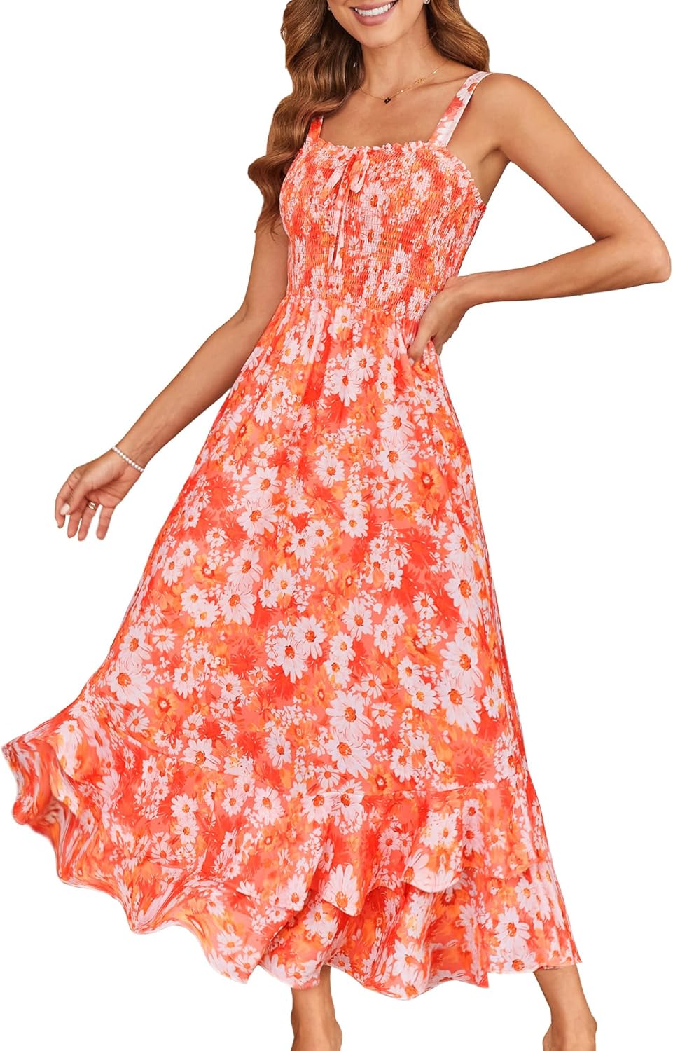 Floral Boho Dress for Women - Summer Maxi Sundress Style