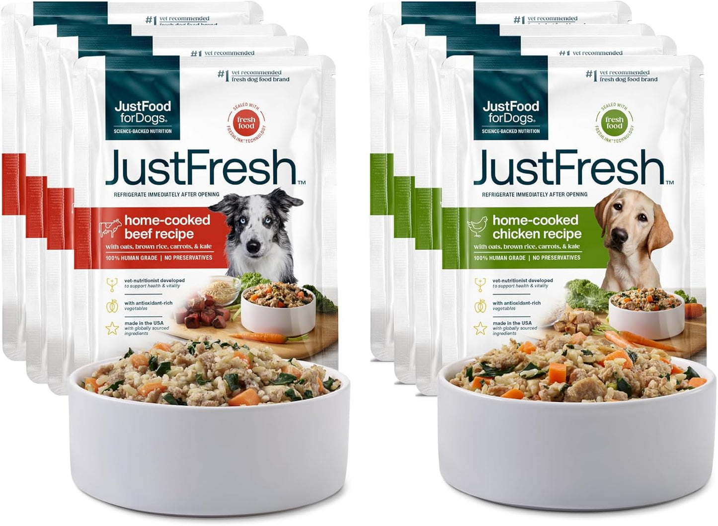 JustFresh Home-Cooked Chicken and Beef Dog Food Variety Pack