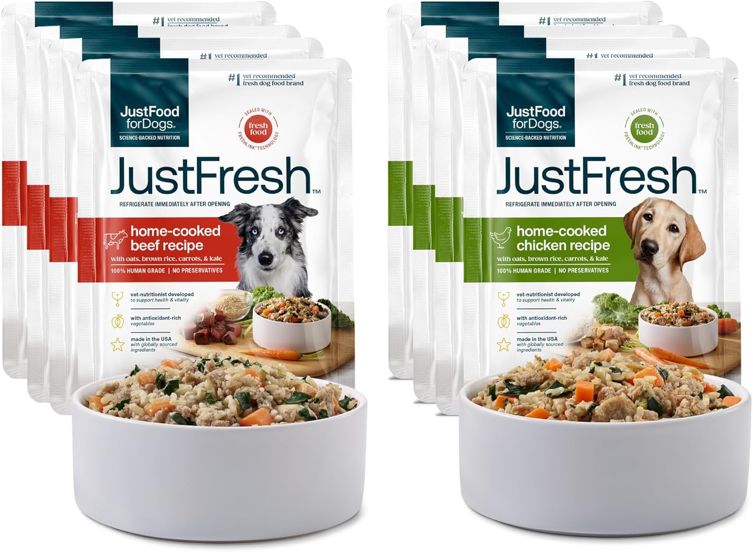 JustFresh Home-Cooked Chicken and Beef Dog Food Variety Pack