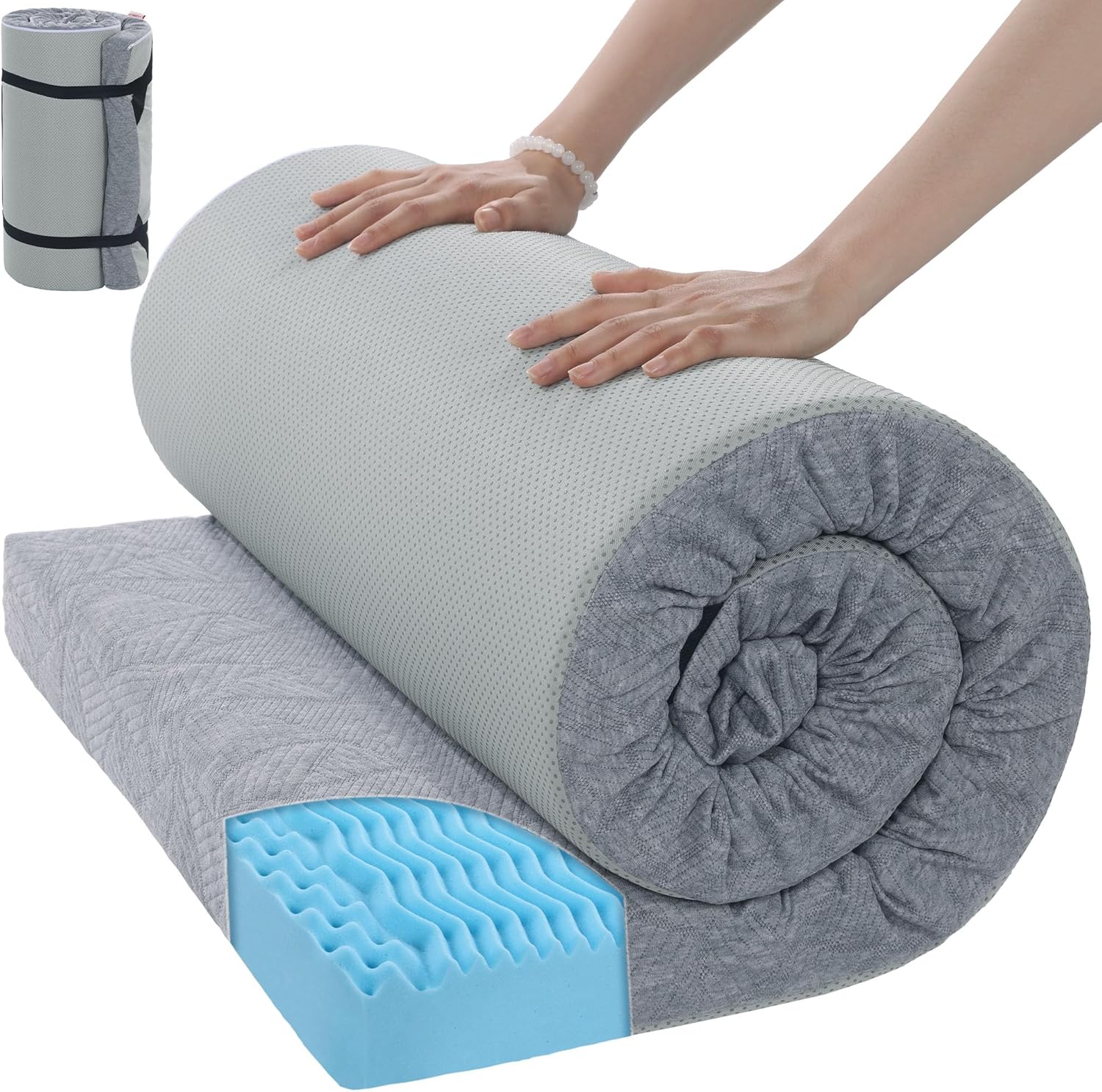 HOMBYS 3 Memory Foam Camping Mattress - Portable Comfort