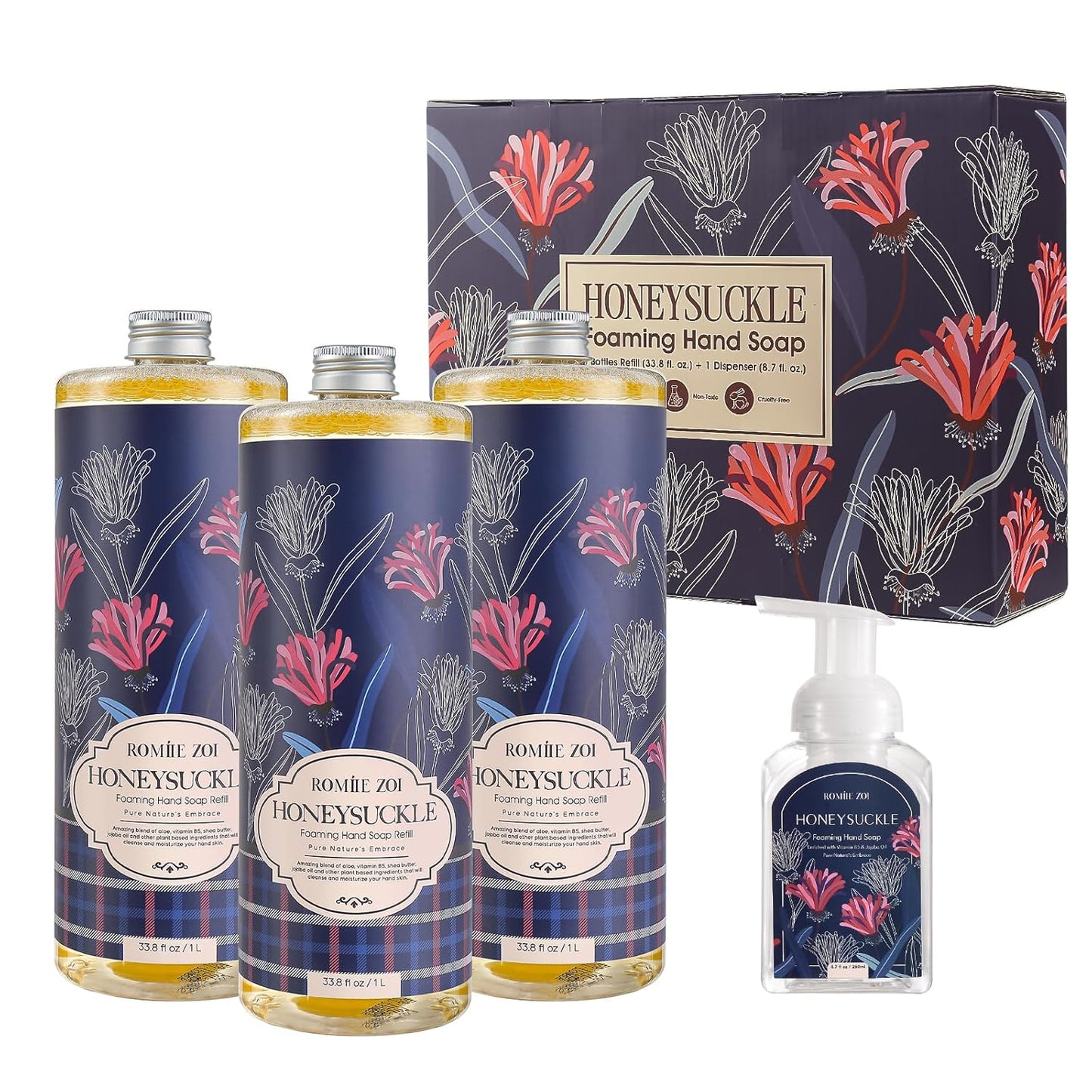 Foaming Hand Soap Refill Gift Set with Honeysuckle Scent 3 Pack