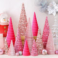 Ireer Christmas Velvet Trees Set 12 Pcs Pink - Minimalist Table Trees