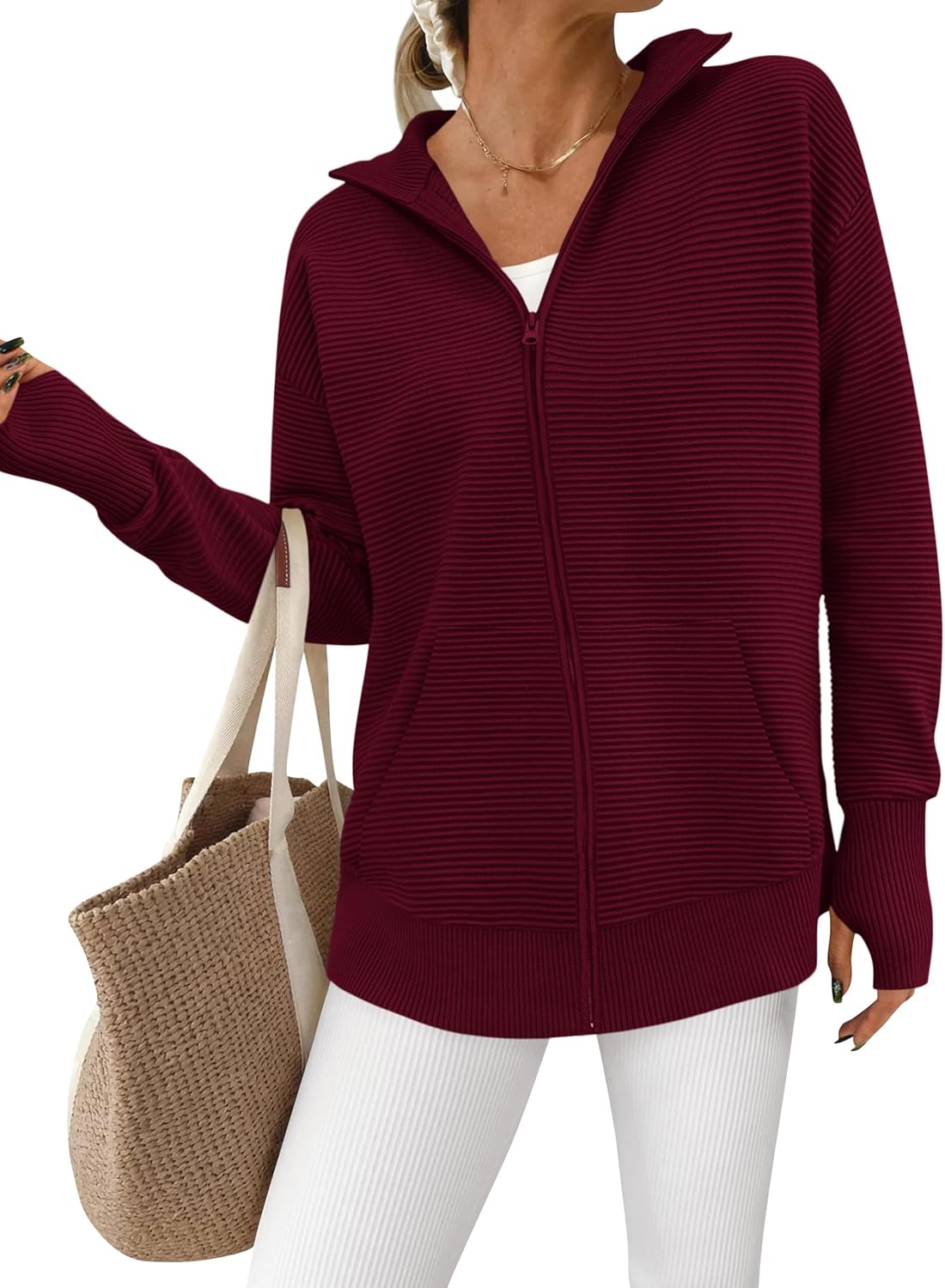 PRETTYGARDEN Womens Fall 2025 Long Sleeve Zip Up Cardigan