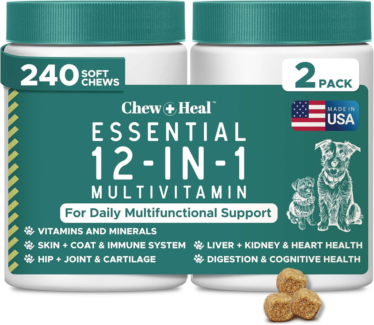 12-in-1 Multivitamin for Dogs - Soft Chews for Hip and Joint
